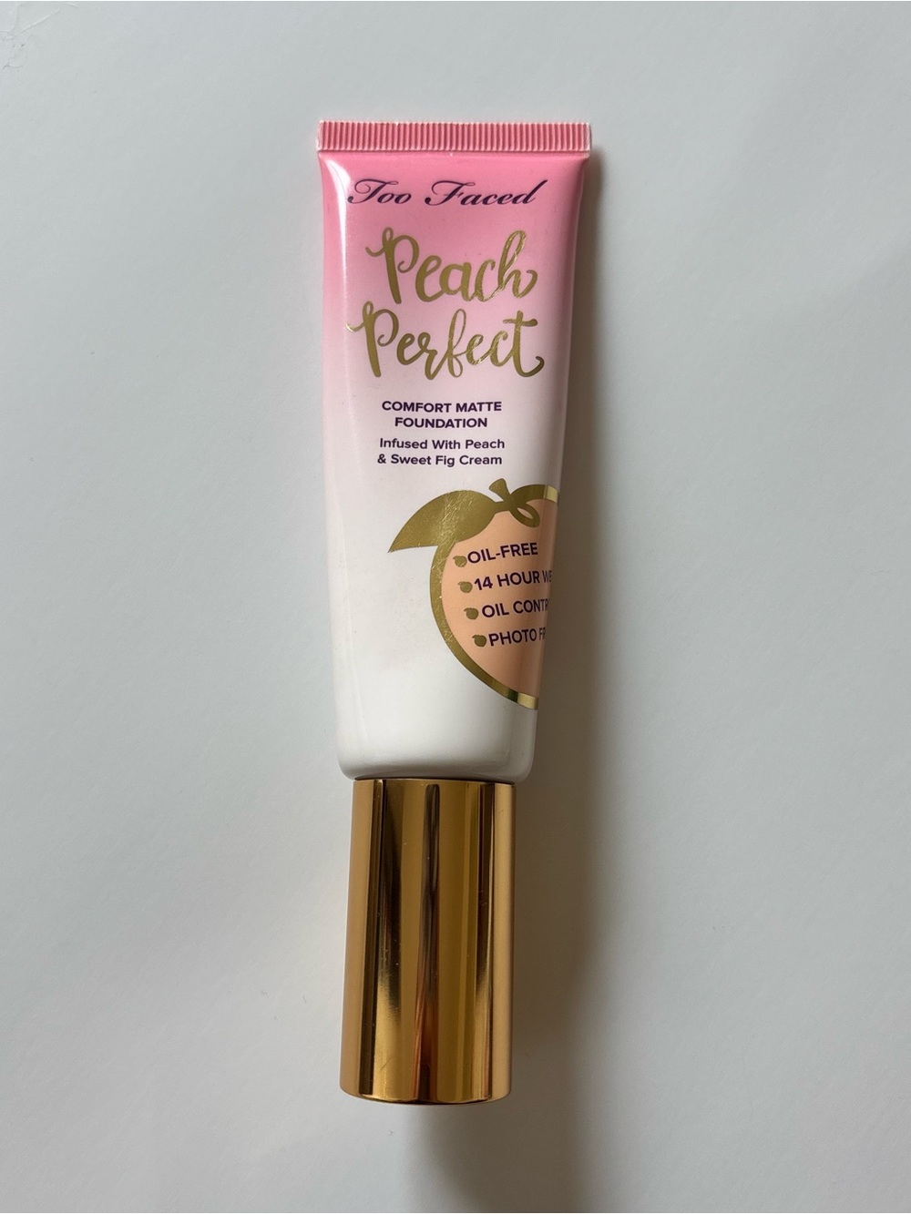 Too Faced Peach Perfect Comfort Matte Foundation Warm Beige